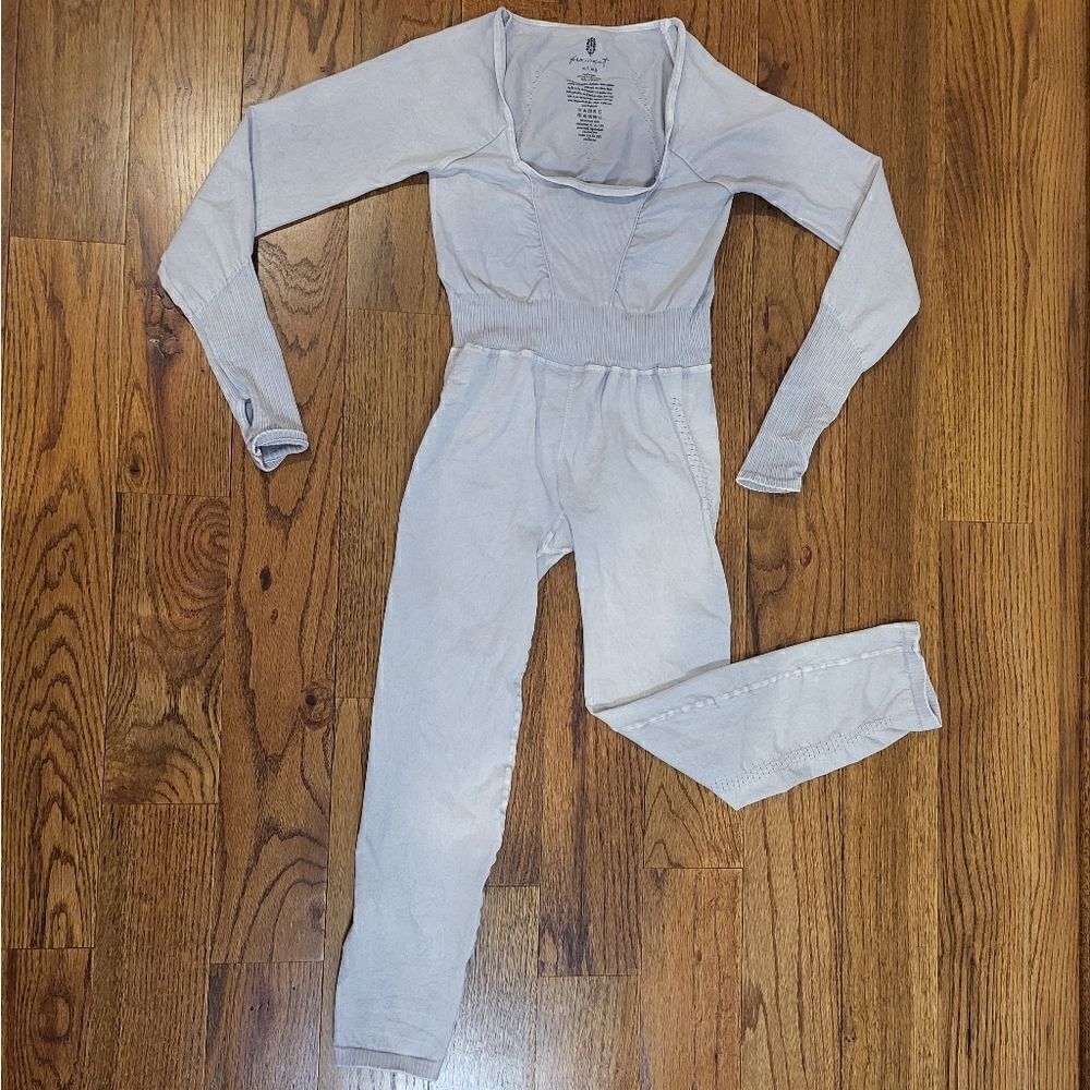 Free People, Good Karma Long-Sleeve Jumpsuit, Ice Grey, M/L, NWOT - Picture 5 of 9